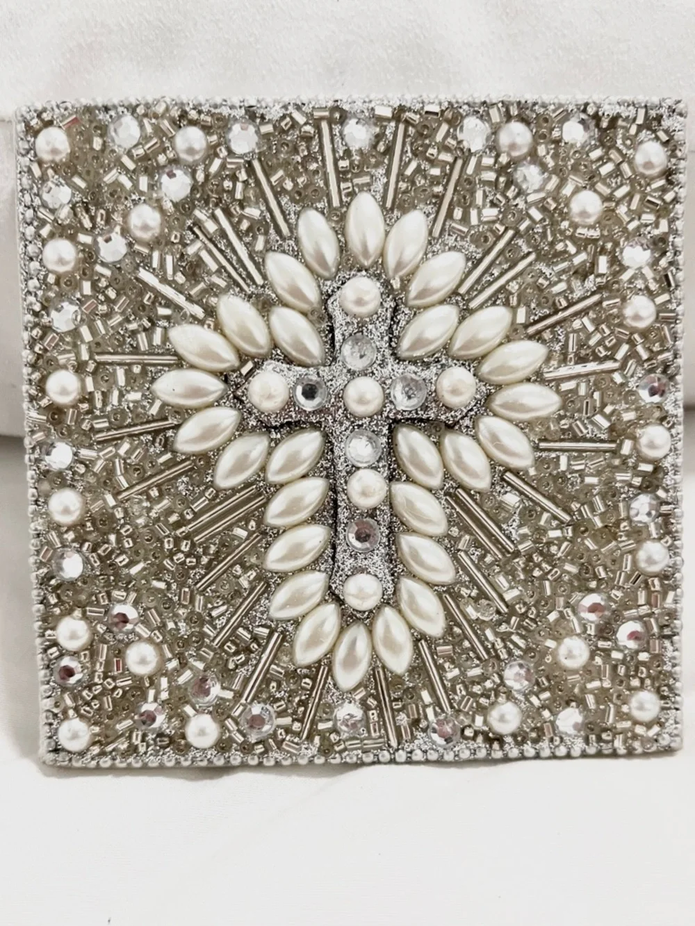 EVDY Beaded Cross 4x4 Notepad 96 Blank Pages NWT